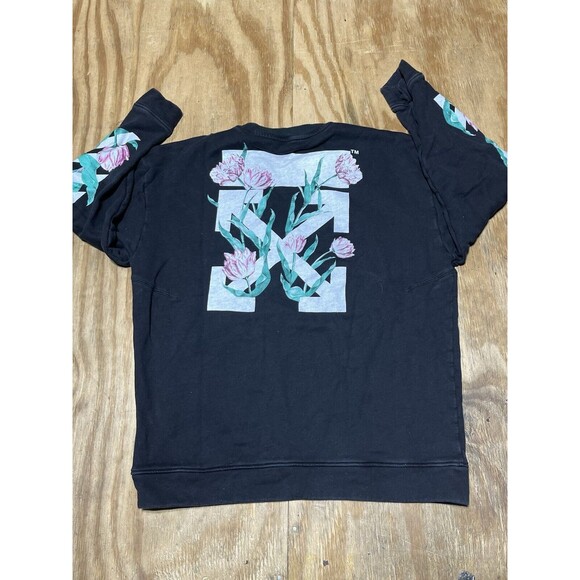 Off-White Arrows & Tulips Washed Cotton Sweatshirt Women S Black VIRGIL @GQ Knit - Picture 3 of 12